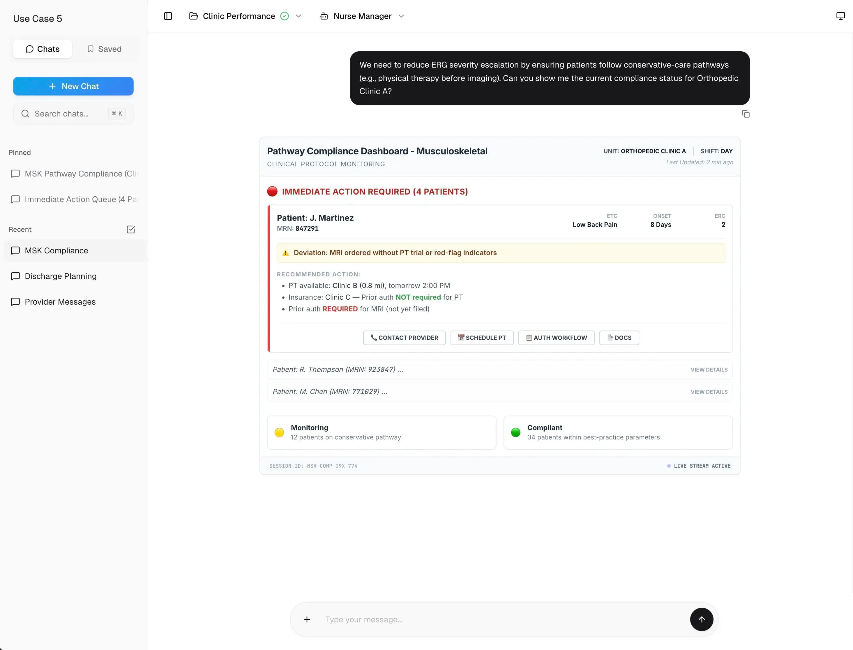 Pathway compliance dashboard