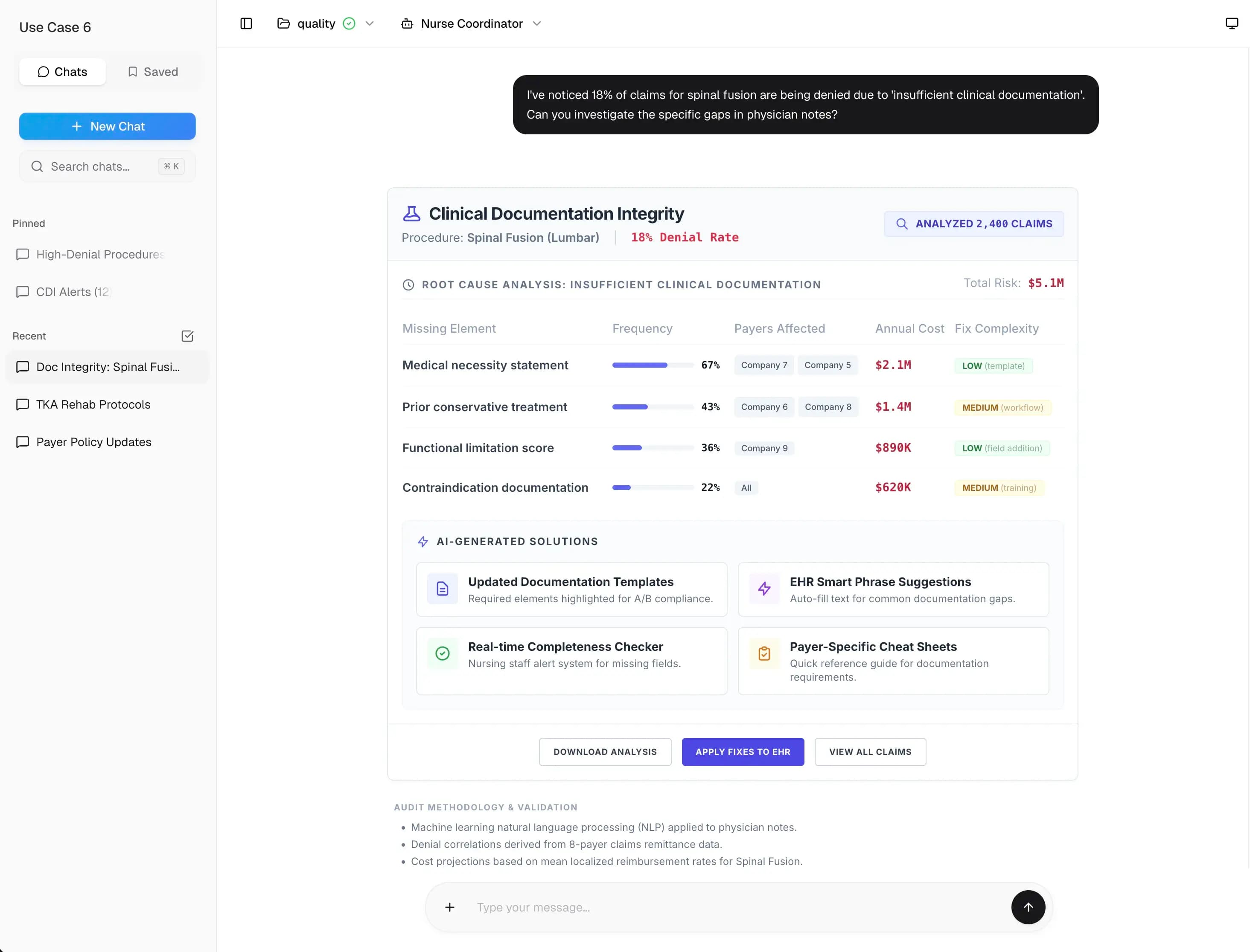 Documentation integrity dashboard