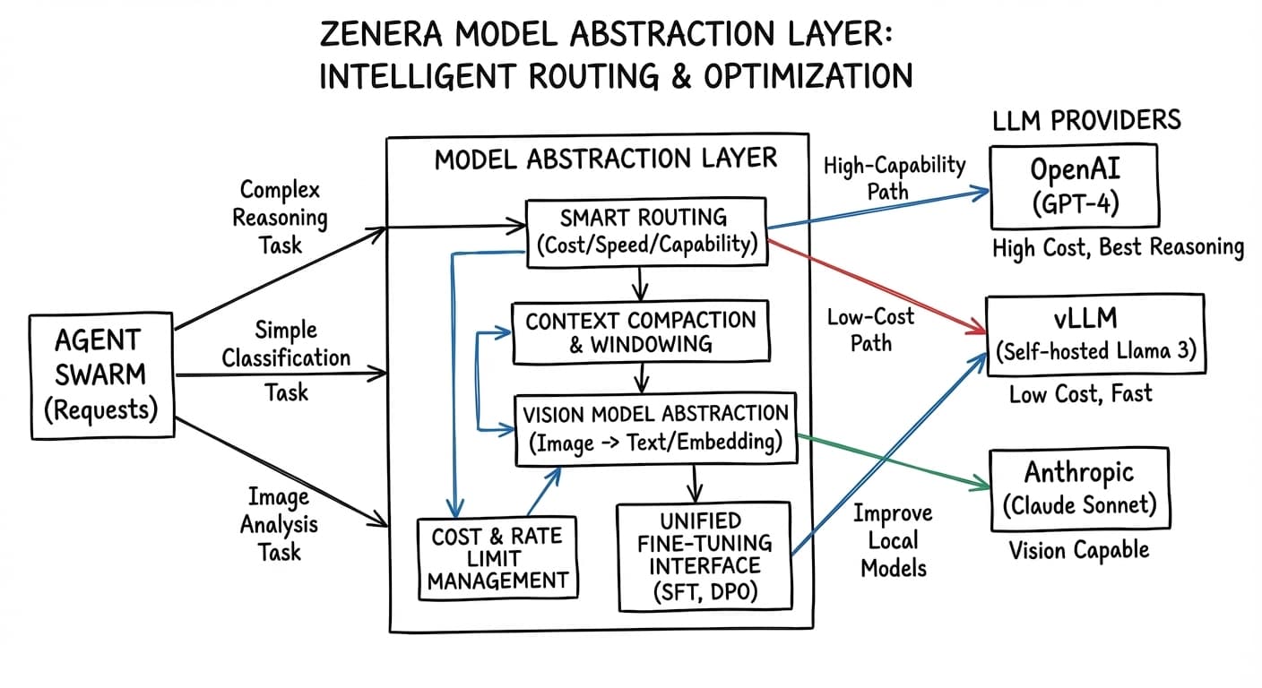 Model Abstraction Layer — cost-optimized agent system with multiple model assignments