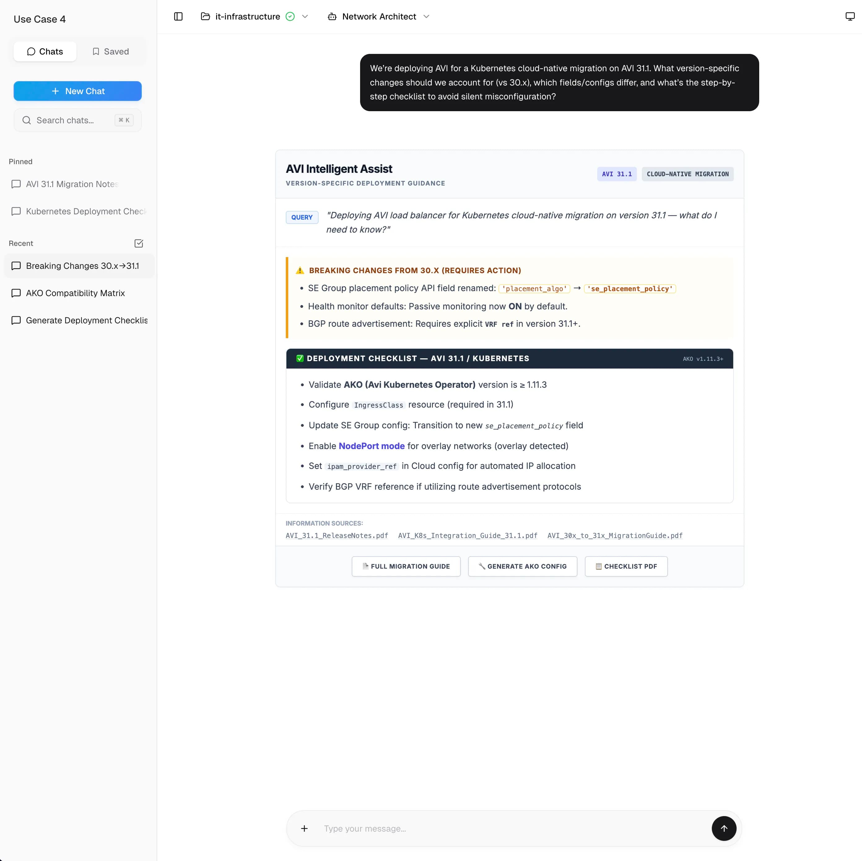 AVI version-specific deployment checklist