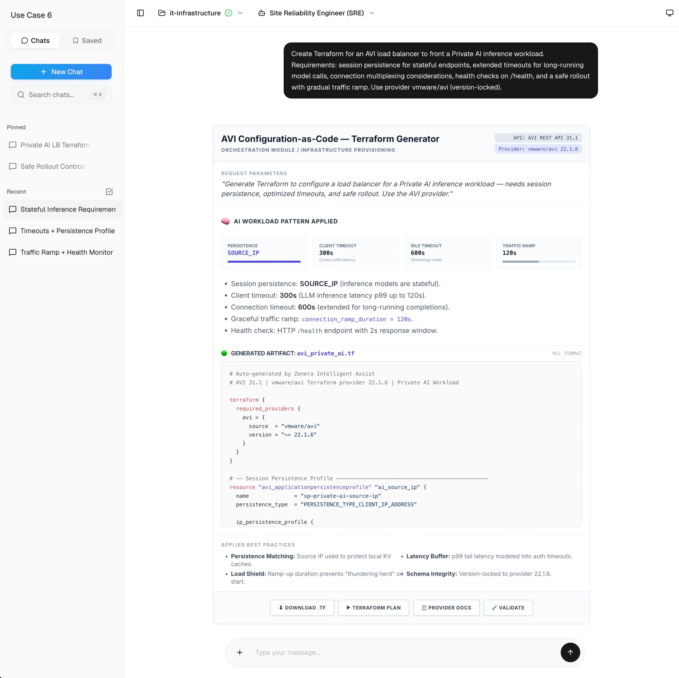 Terraform configuration for Private AI load balancer with AVI provider